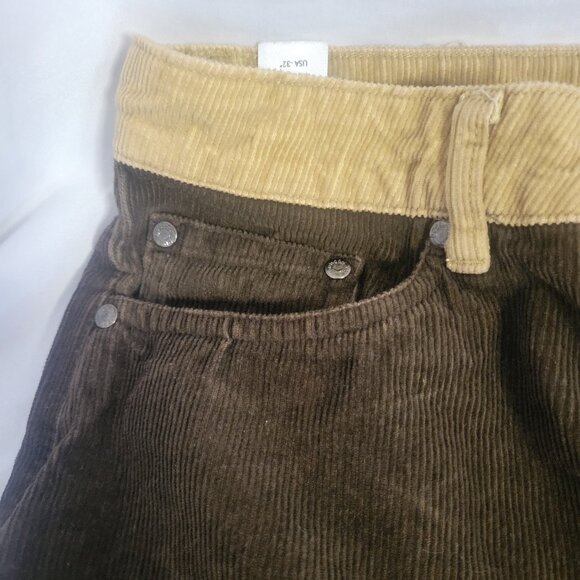 Boohoo Man 2 Tone Brown ' Skull Leg Print ' Corduroy Jeans (32) - Picture 6 of 11